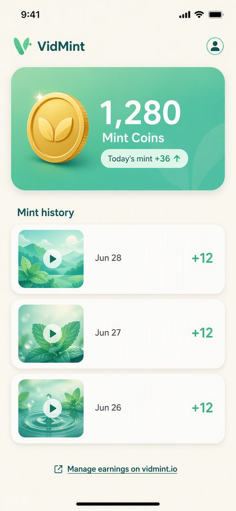 Кошелёк Mint Rewards VidMint с балансом отминченных монет автора